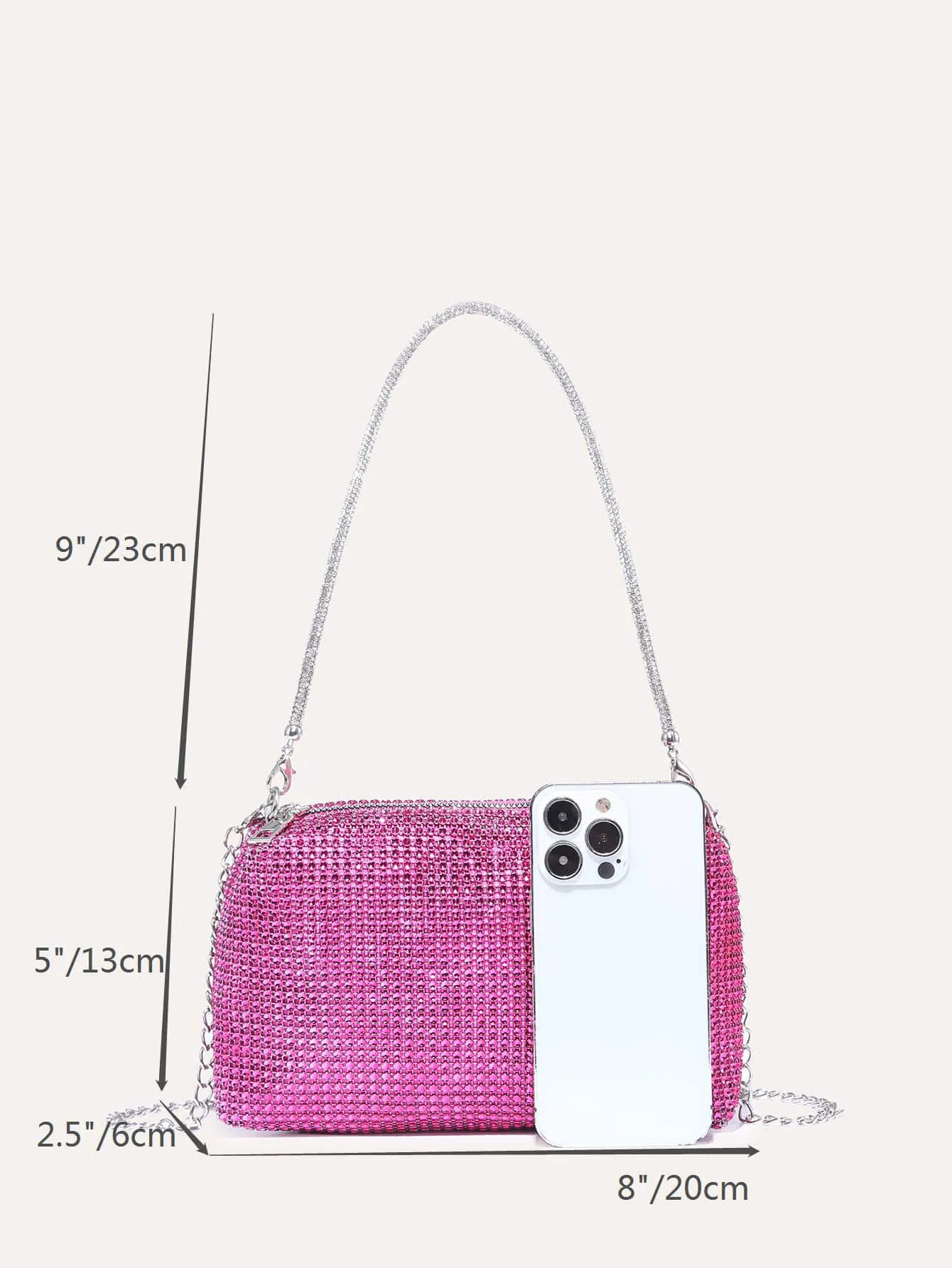 Mini Rhinestone Decor Chain Square Bag