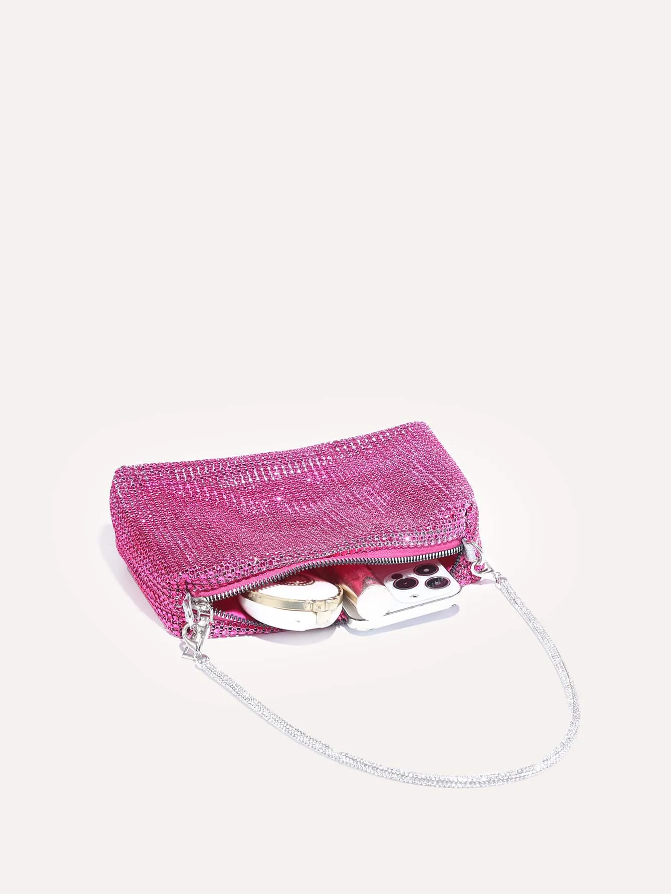Mini Rhinestone Decor Chain Square Bag