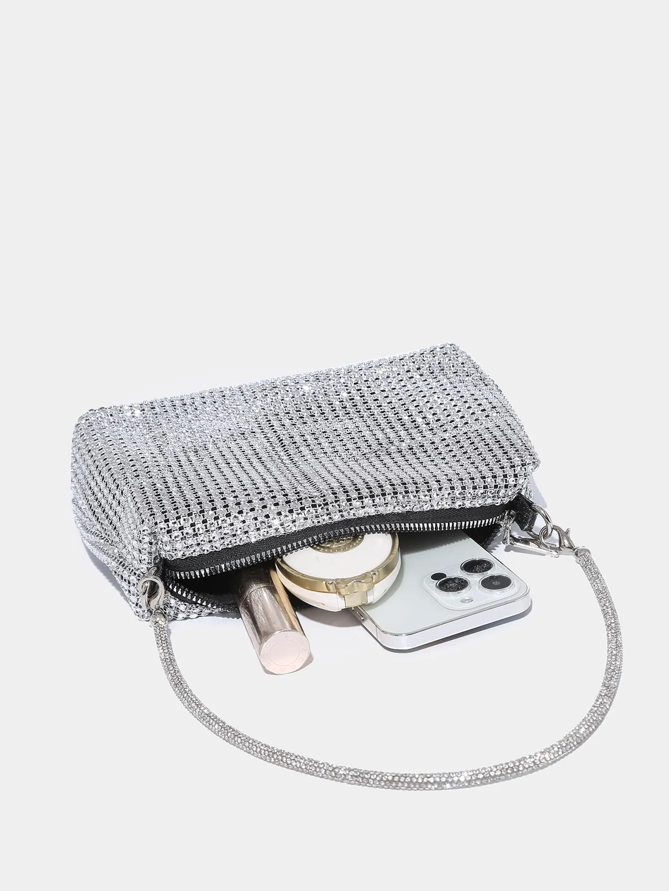 Mini Rhinestone Decor Chain Square Bag