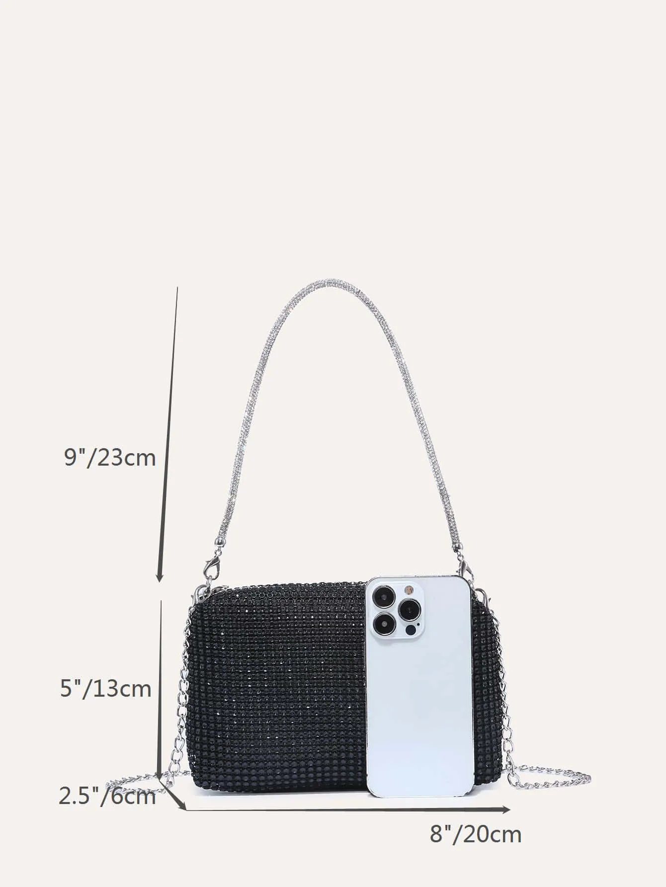 Mini Rhinestone Decor Chain Square Bag