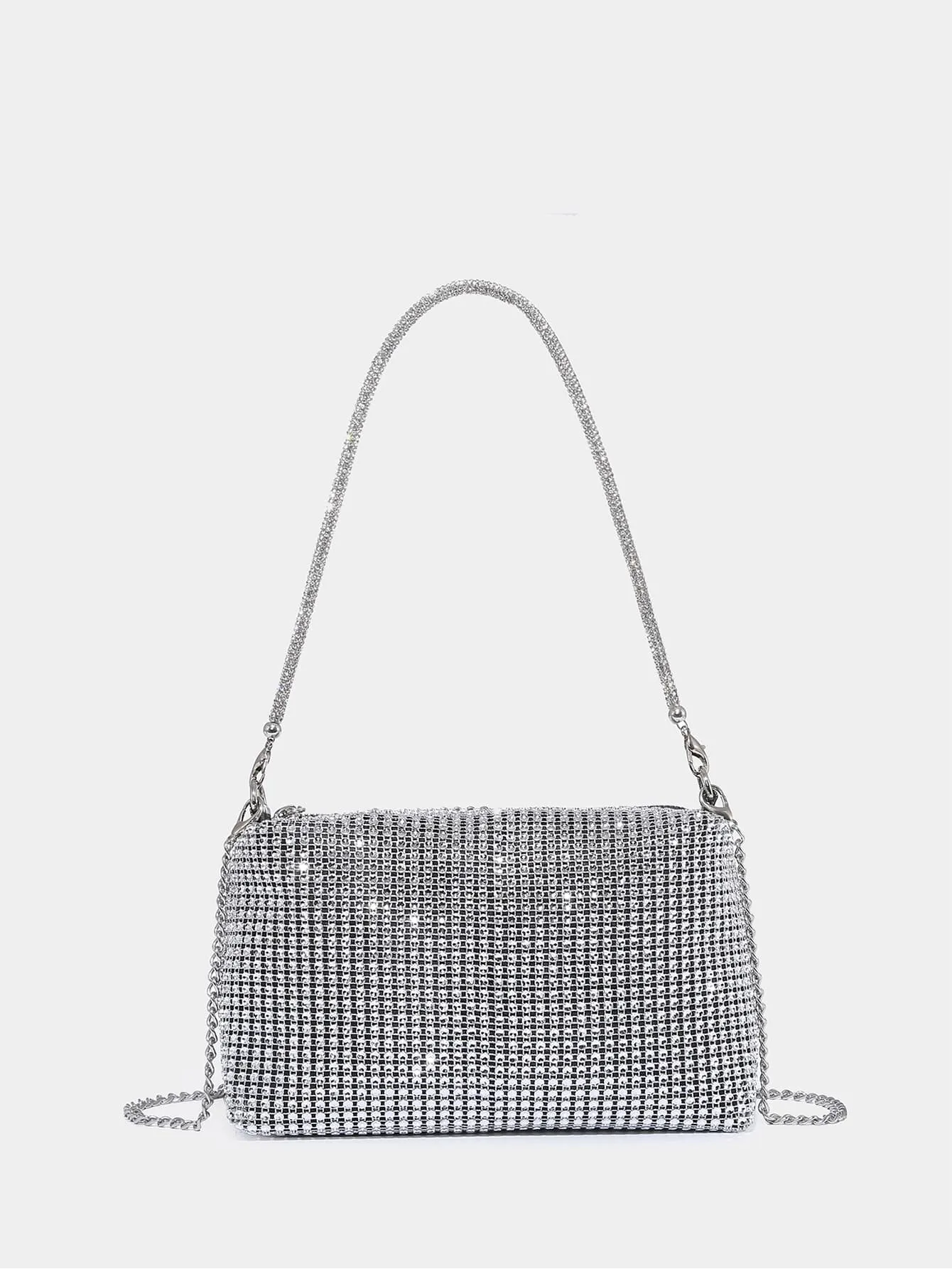 Mini Rhinestone Decor Chain Square Bag