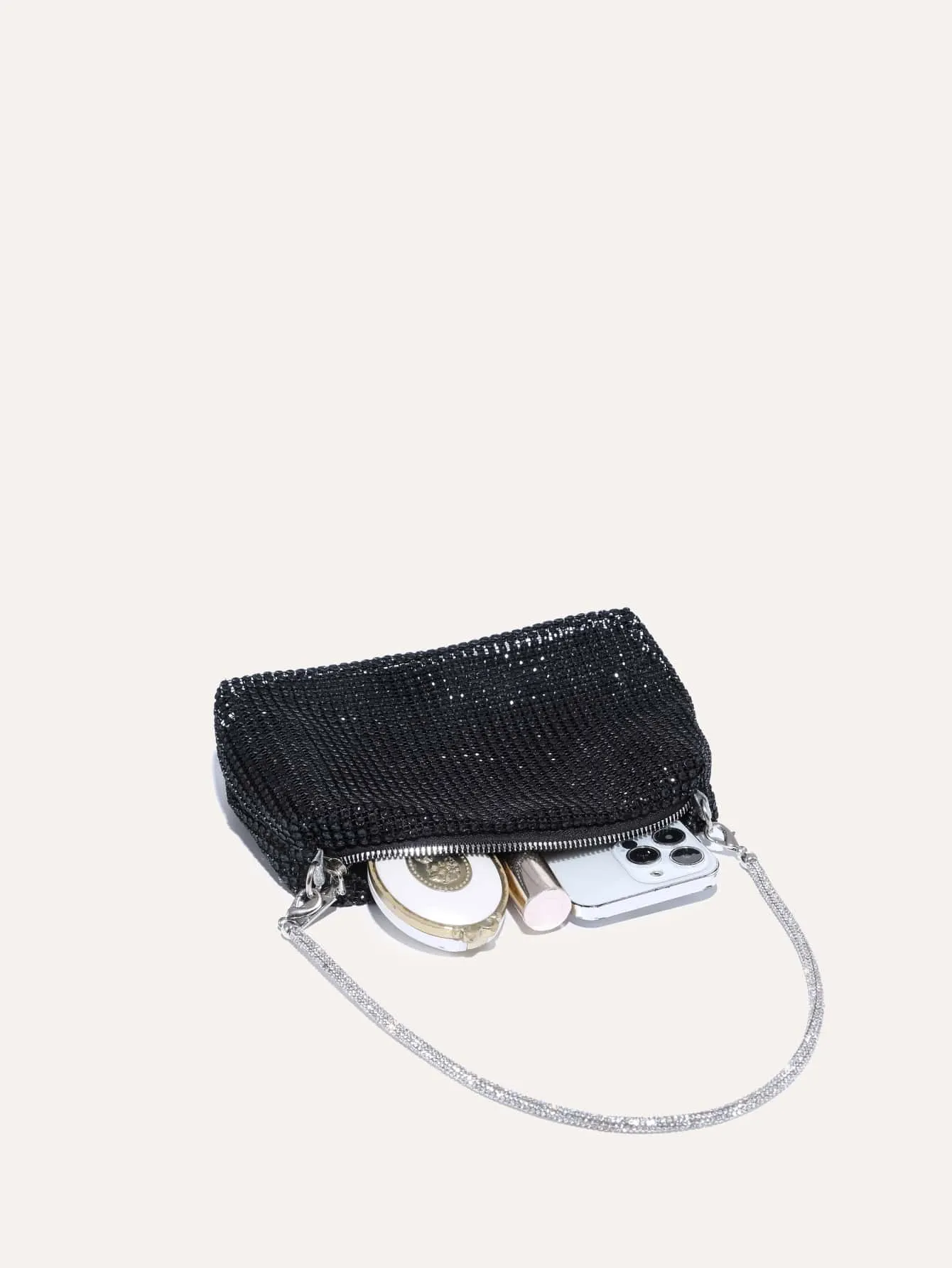 Mini Rhinestone Decor Chain Square Bag