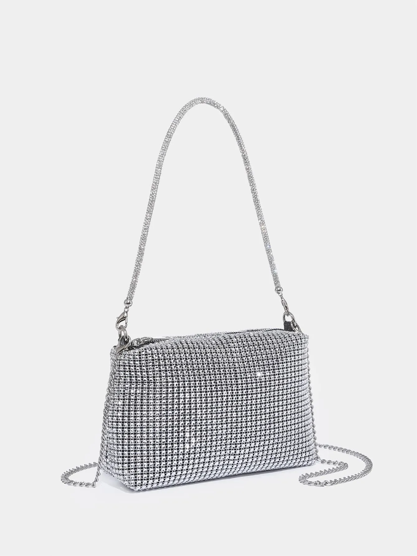 Mini Rhinestone Decor Chain Square Bag