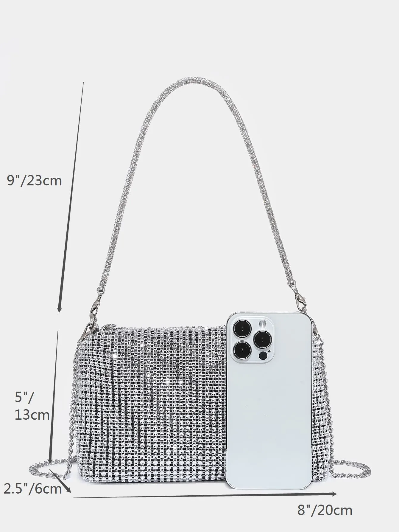 Mini Rhinestone Decor Chain Square Bag