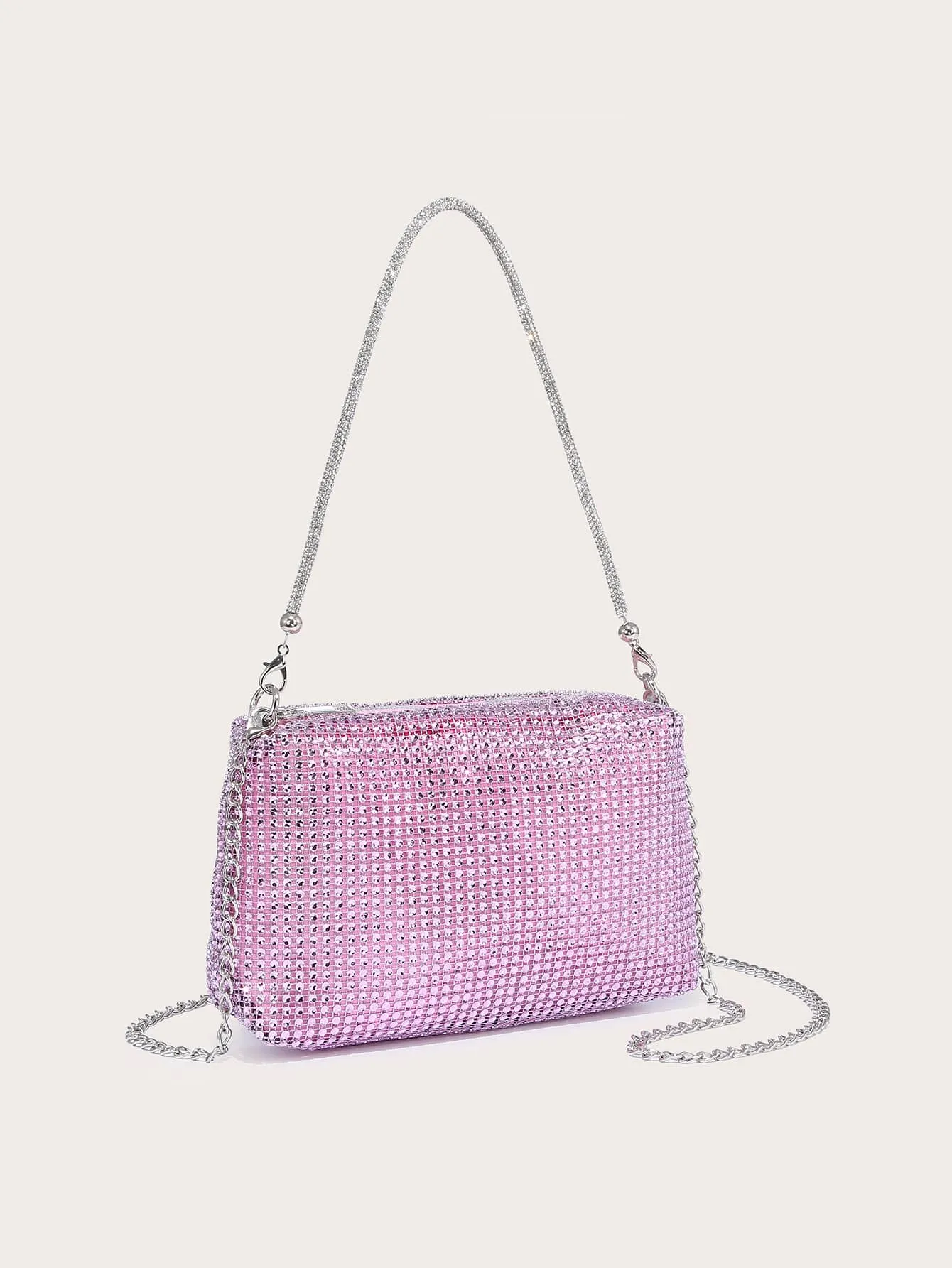Mini Rhinestone Decor Chain Square Bag