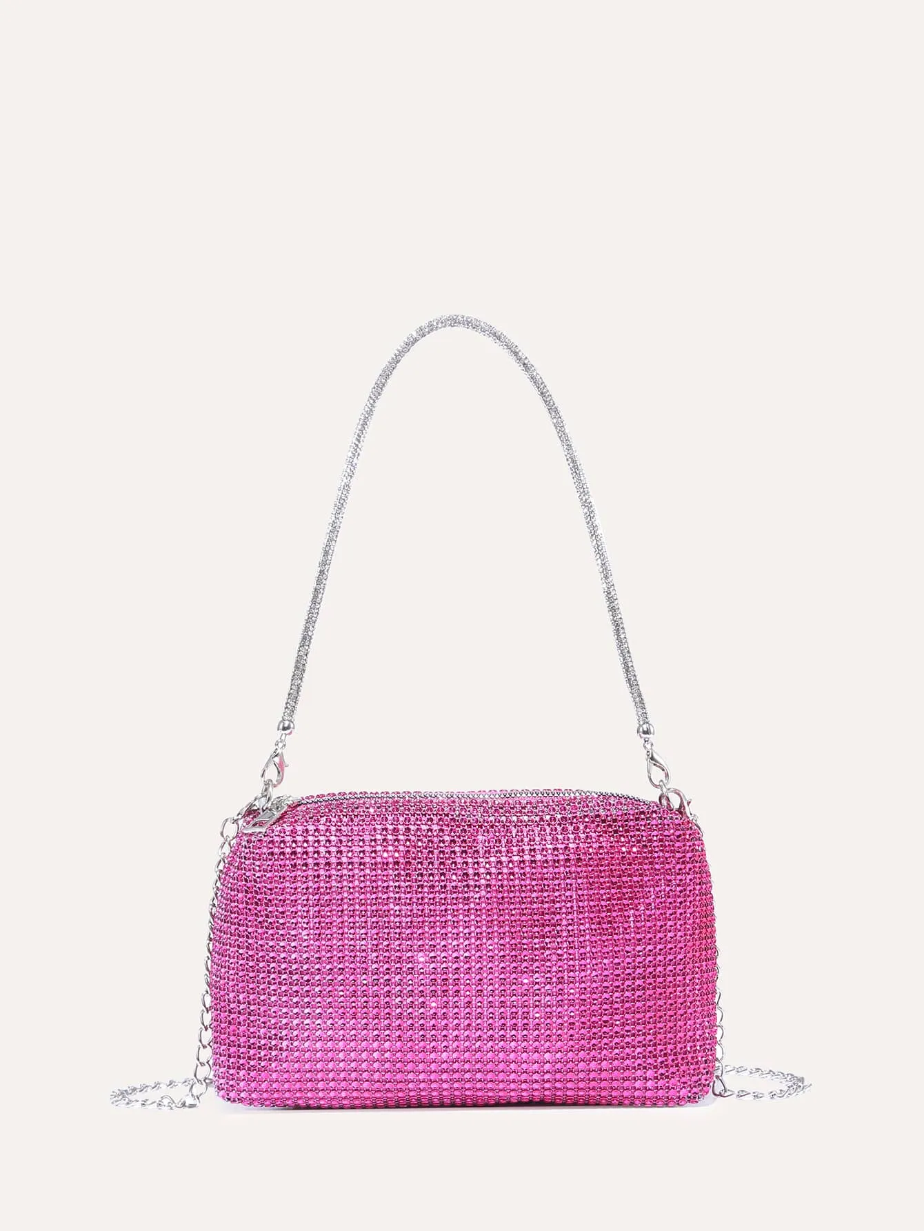Mini Rhinestone Decor Chain Square Bag