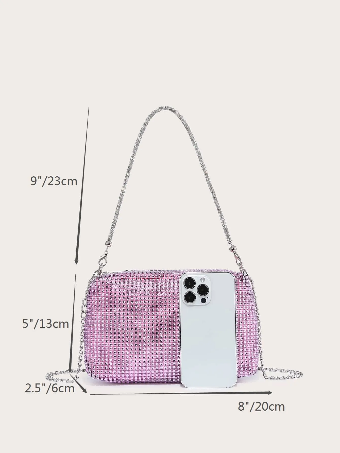 Mini Rhinestone Decor Chain Square Bag