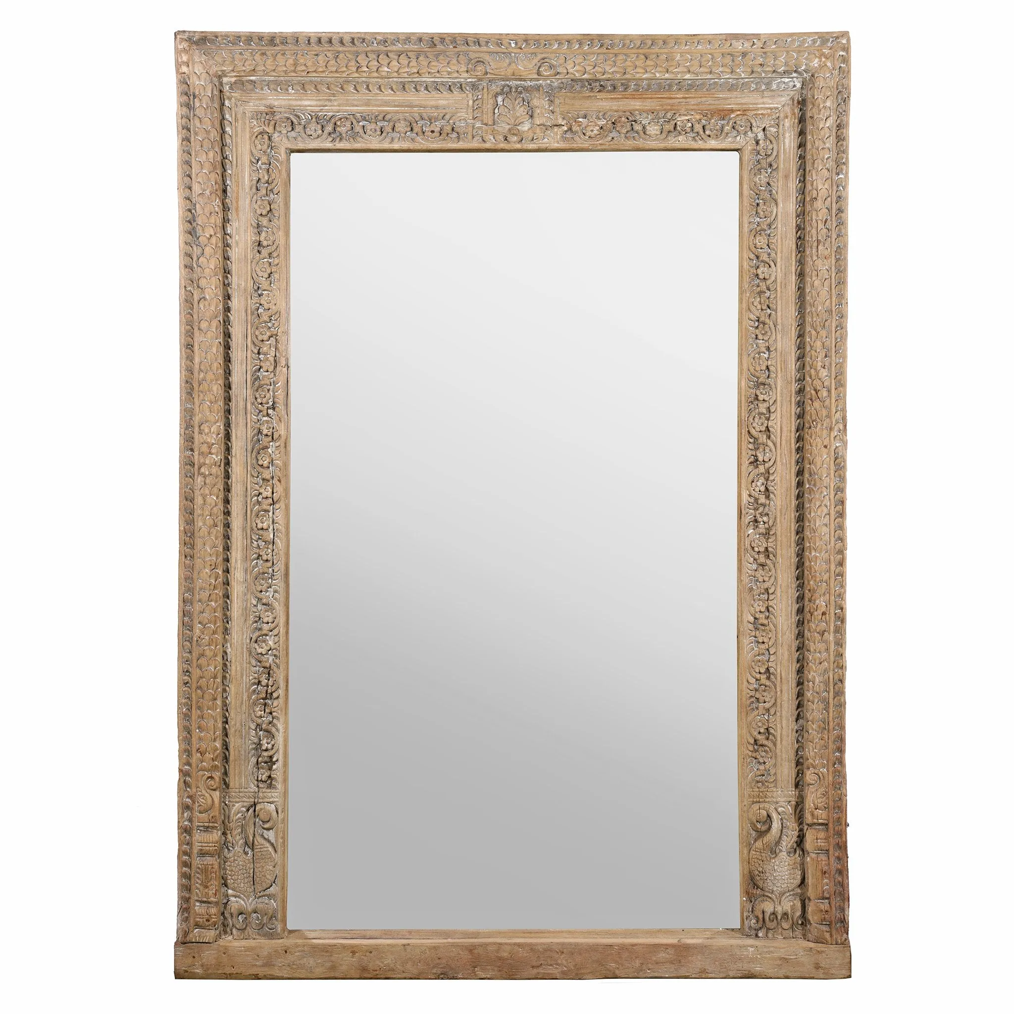 Mirror Made From An Old Carved Teak Door - 19thC