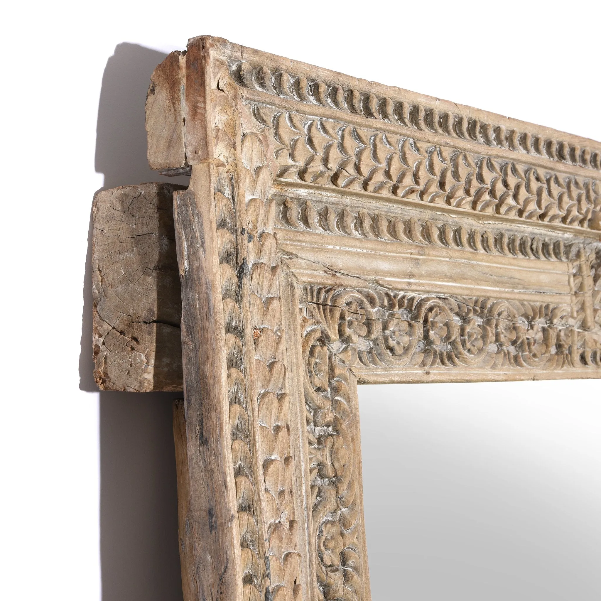 Mirror Made From An Old Carved Teak Door - 19thC