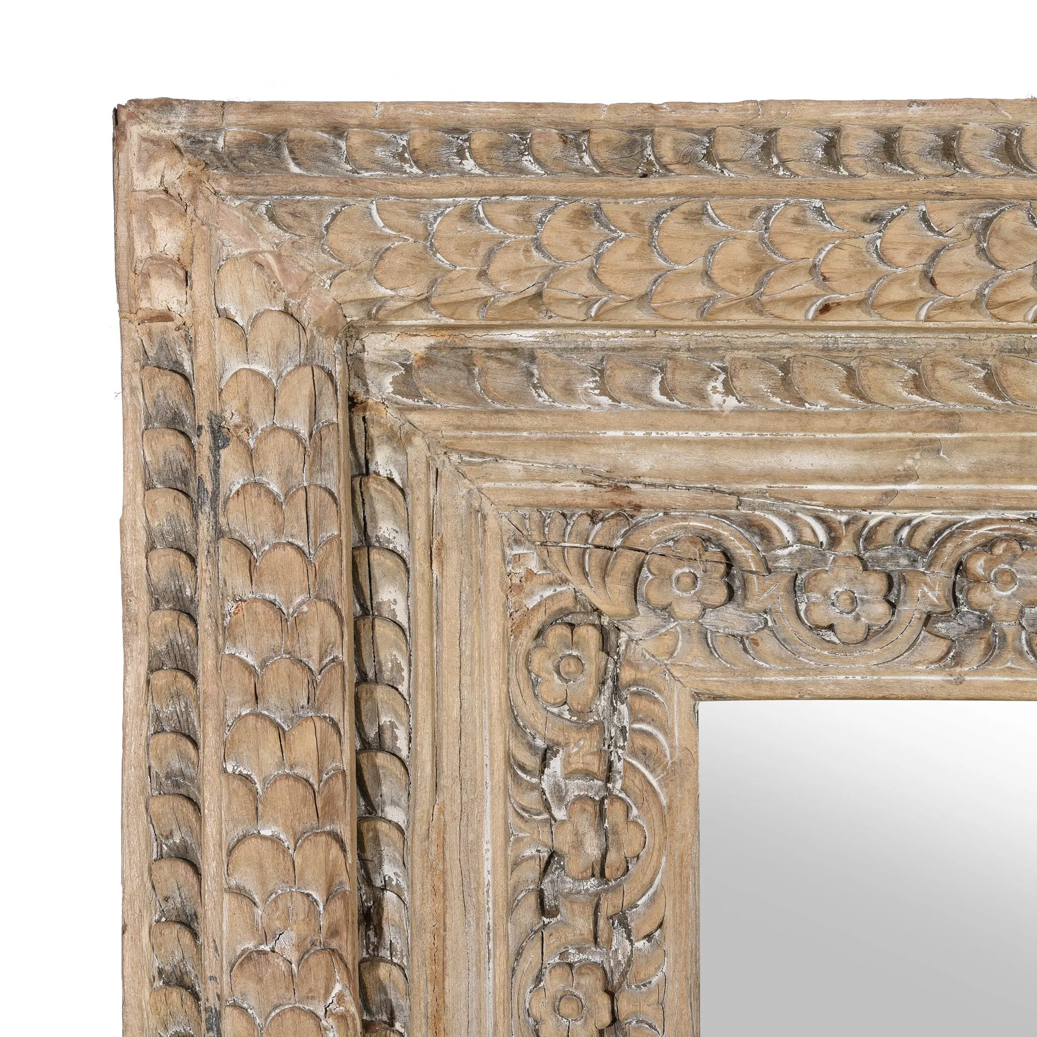 Mirror Made From An Old Carved Teak Door - 19thC