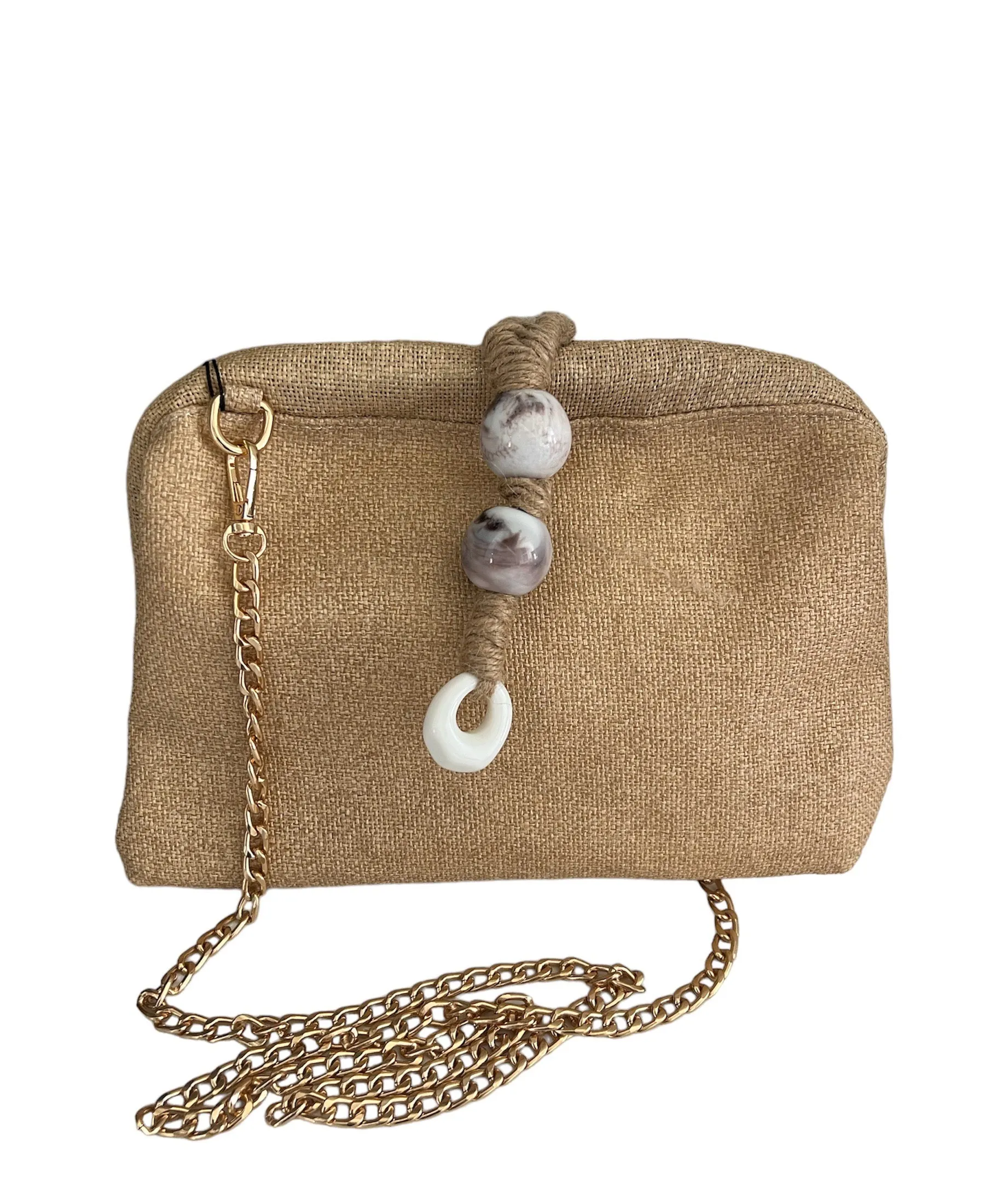 Natural Cefalonia Summer Bag with Decorative Closure