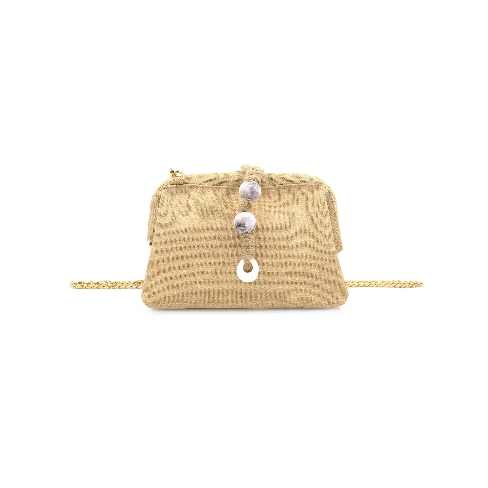 Natural Cefalonia Summer Bag with Decorative Closure