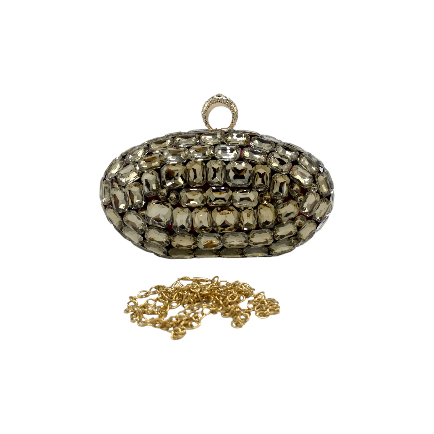 Oval Shaped Mini Stone Clutch