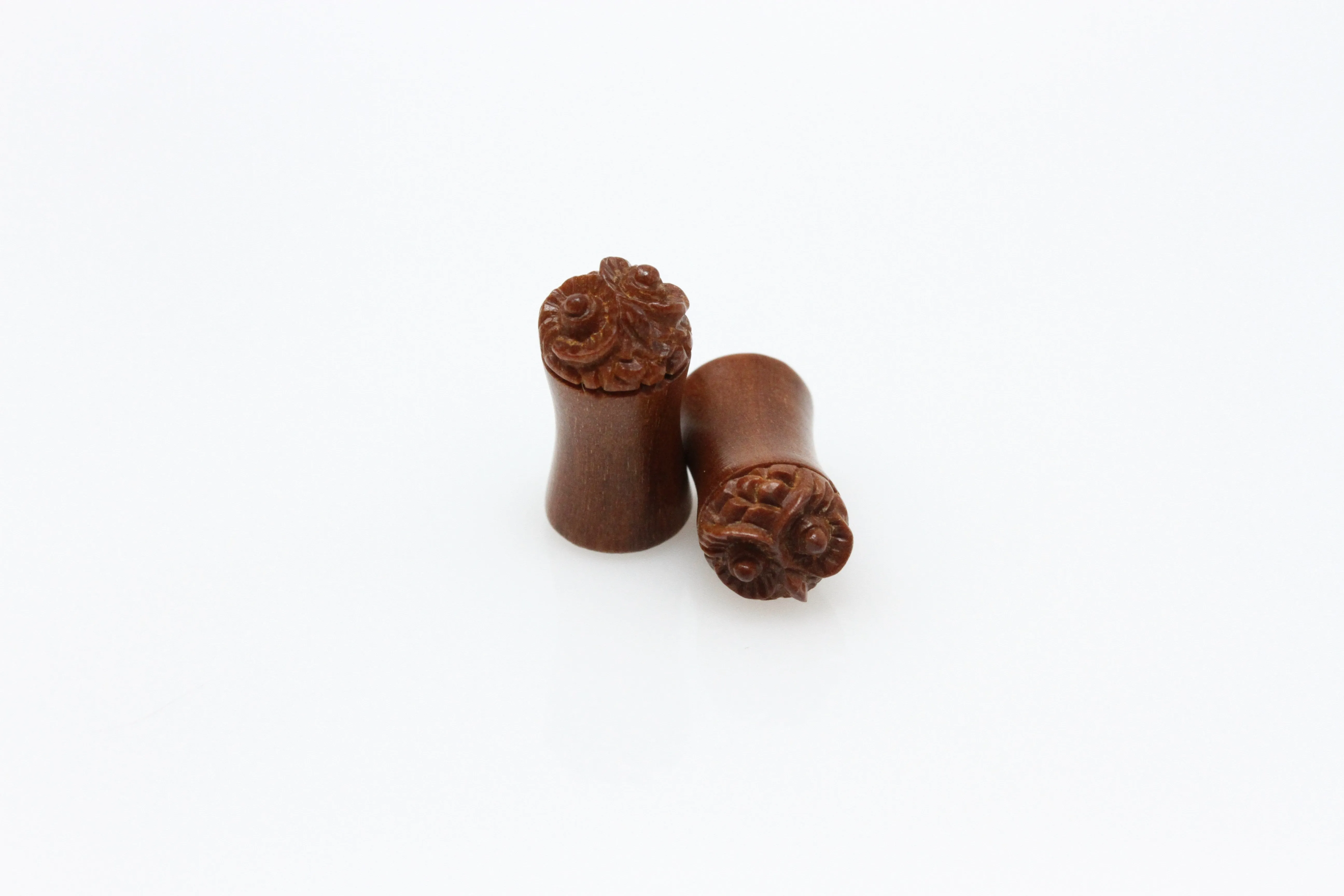 Owl Hand Carved Wood Plugs (Pair) - PA11
