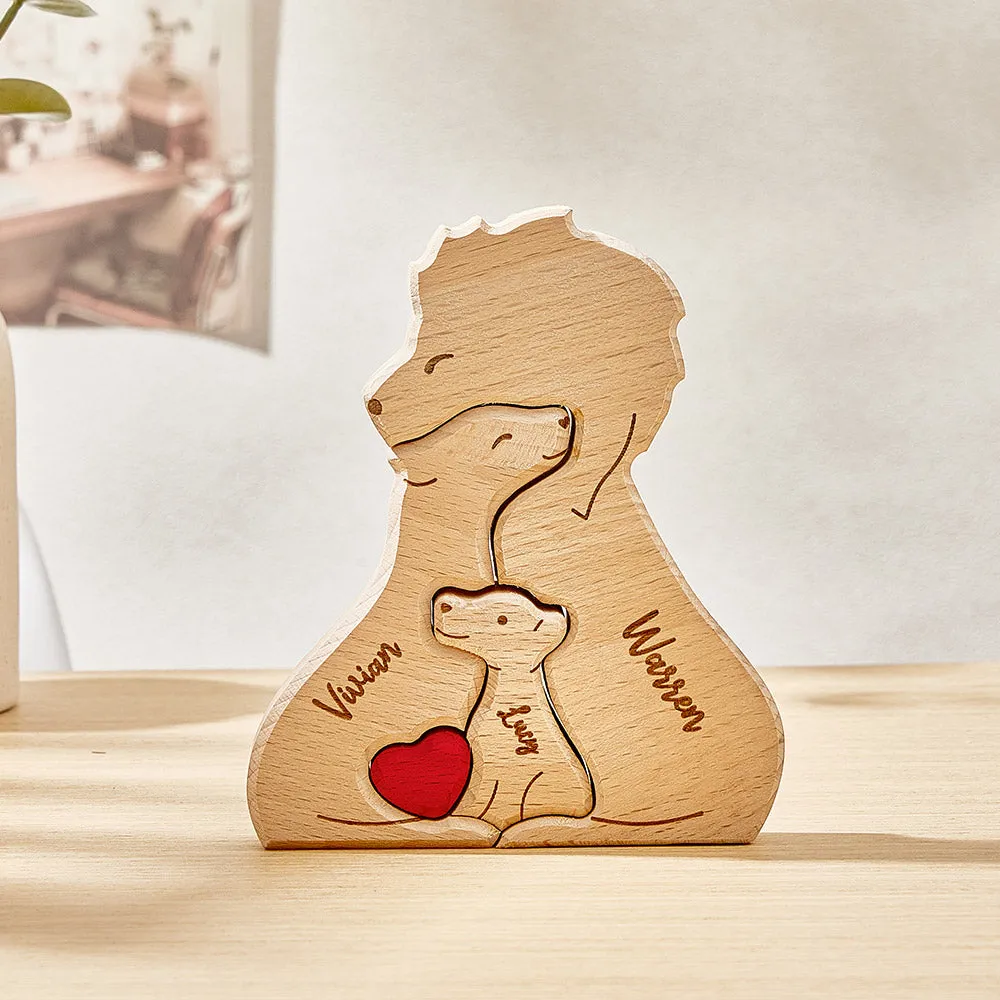 Personalized Wooden Lions Custom Family Member Names Puzzle Home Decor Gifts