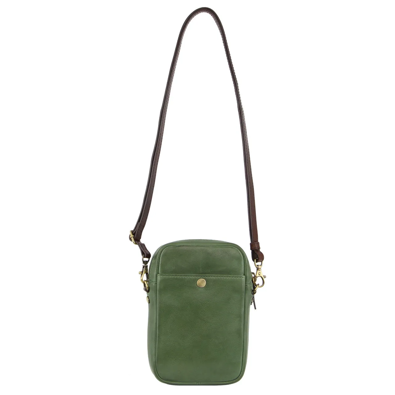 PIERRE CARDIN TWO TONE URBAN LOOK LEATHER CROSSBODY BAG - GREEN