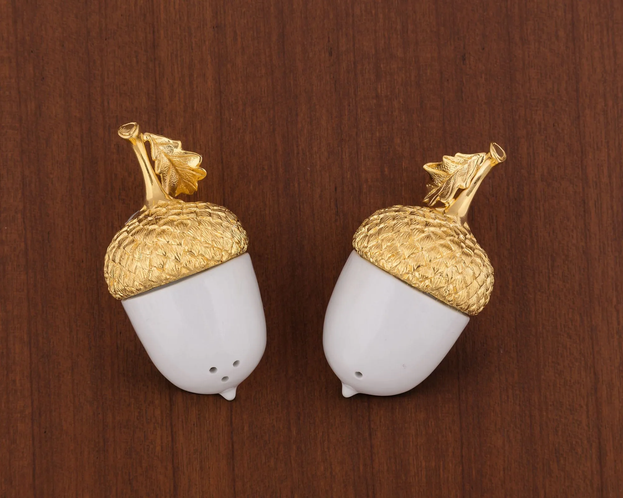 Porcelain Salt and Pepper - Acorn Gold Leaf