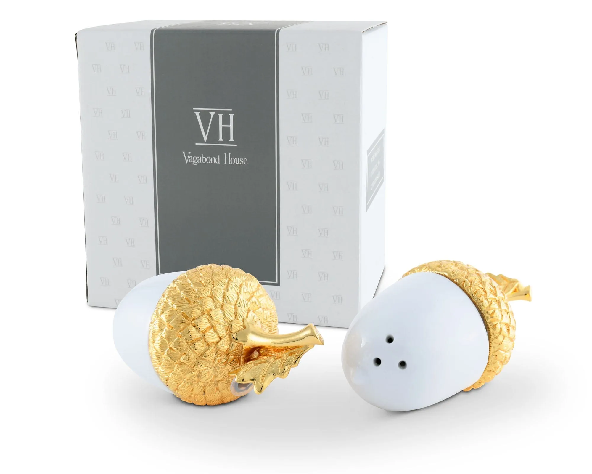 Porcelain Salt and Pepper - Acorn Gold Leaf