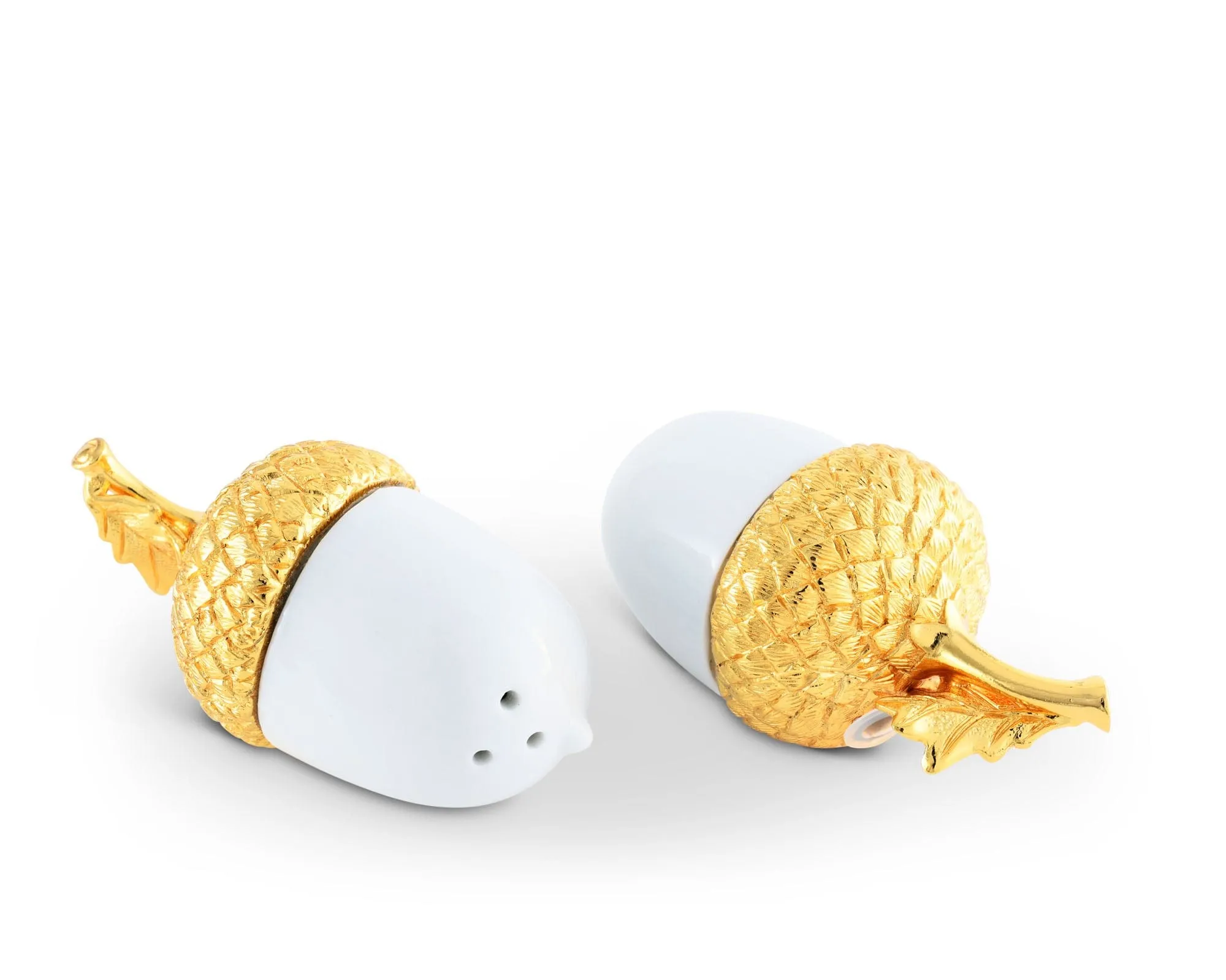 Porcelain Salt and Pepper - Acorn Gold Leaf