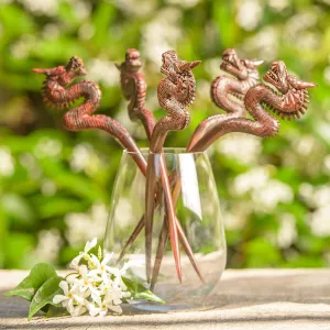 Premium Dragon Wooden Single Prong Hair Stick