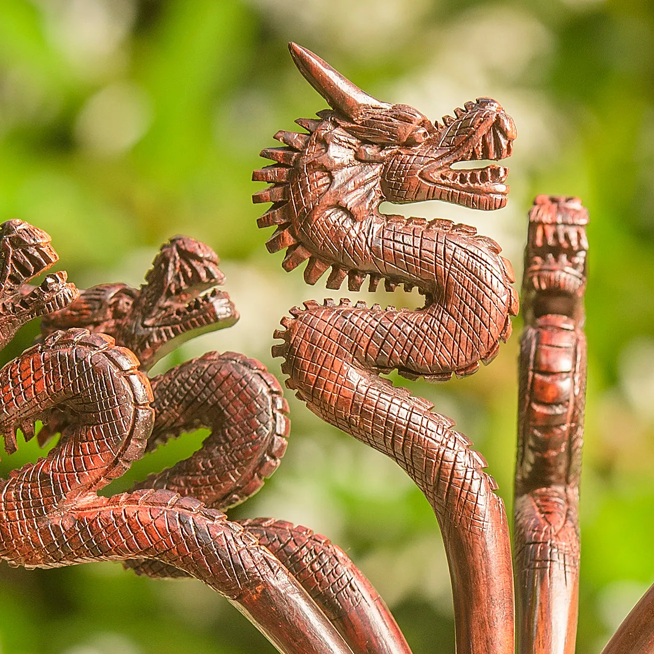 Premium Dragon Wooden Single Prong Hair Stick