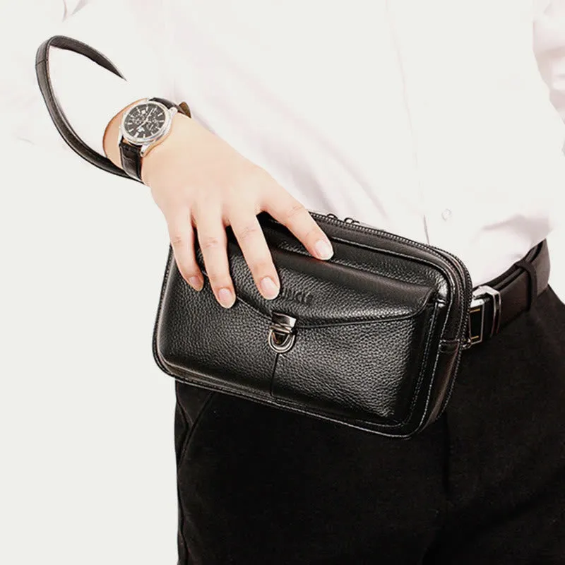 Real Leather Clutch Purse Business Handbag Wrist Bag Fit 7.9" Cellphone