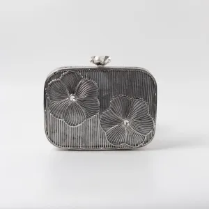 Reema Silver Intricate Brass Wirework Clutch