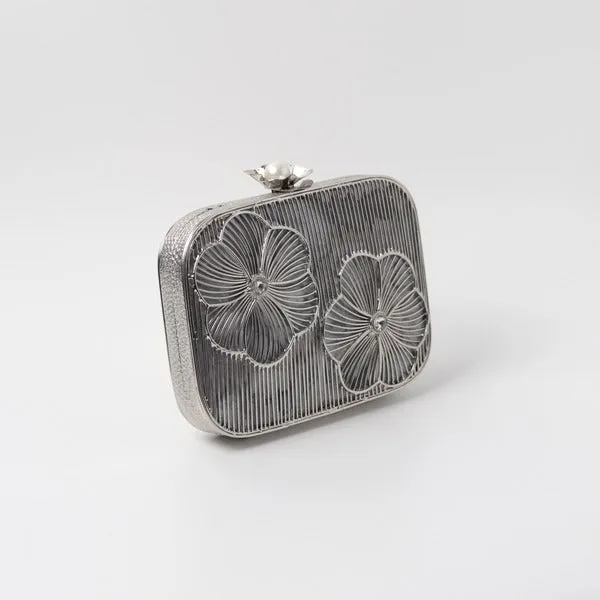 Reema Silver Intricate Brass Wirework Clutch