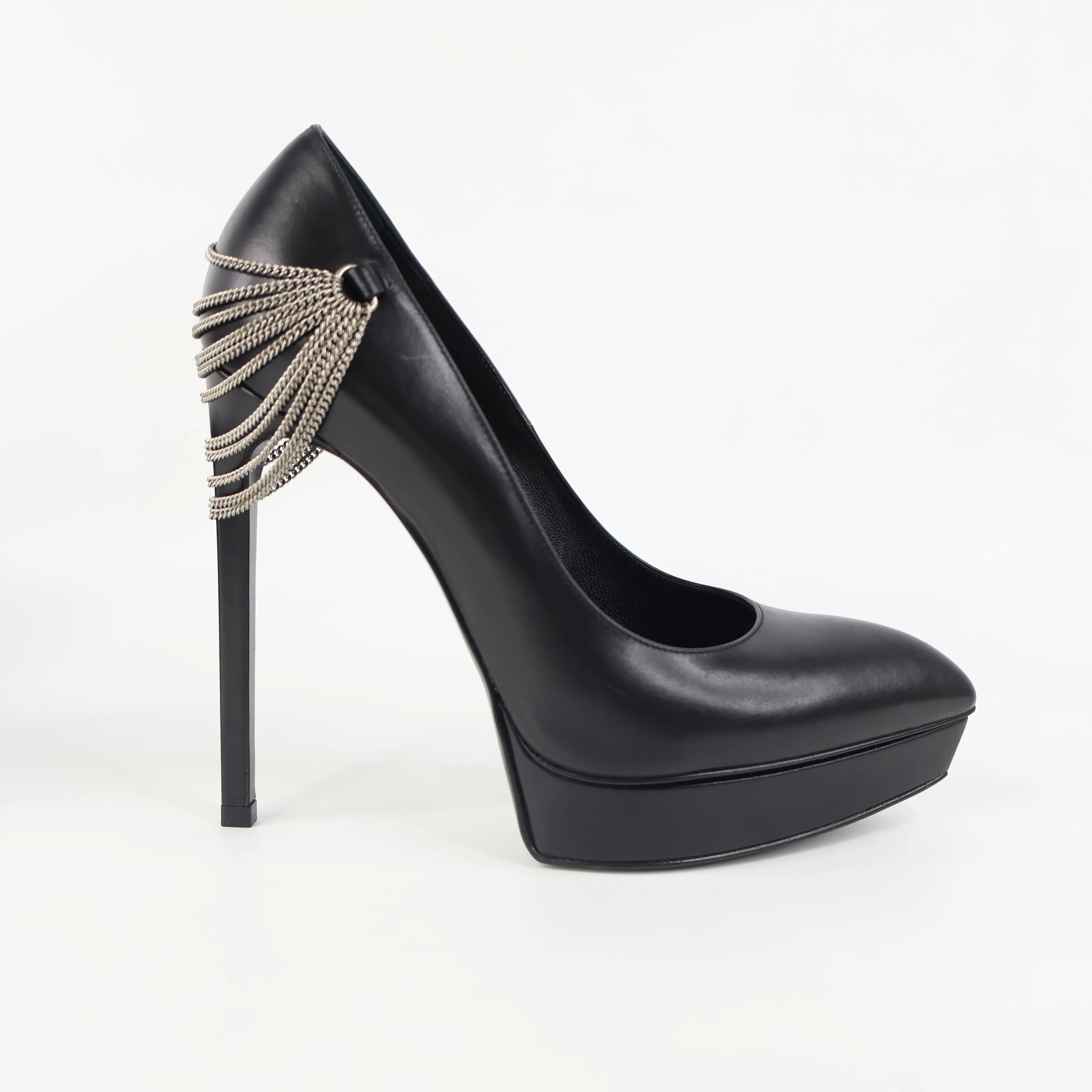 Saint Laurent Pumps Black With Silver Chain 37