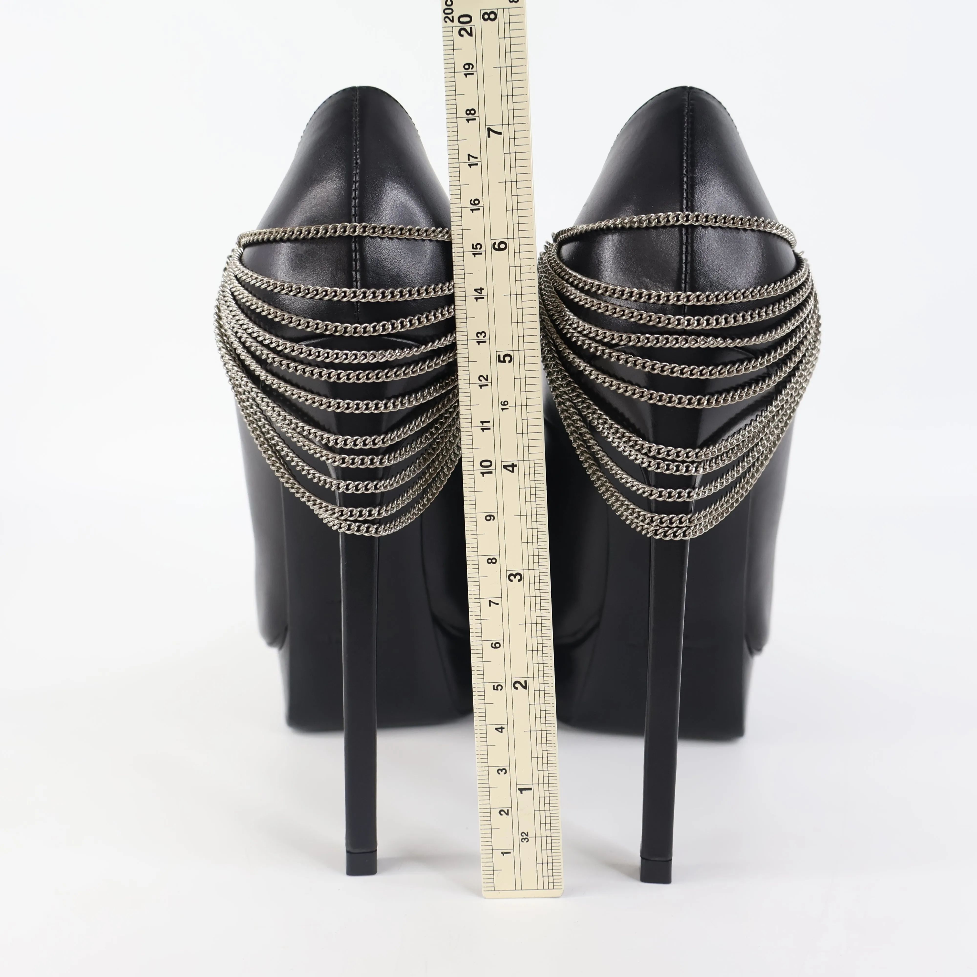 Saint Laurent Pumps Black With Silver Chain 37