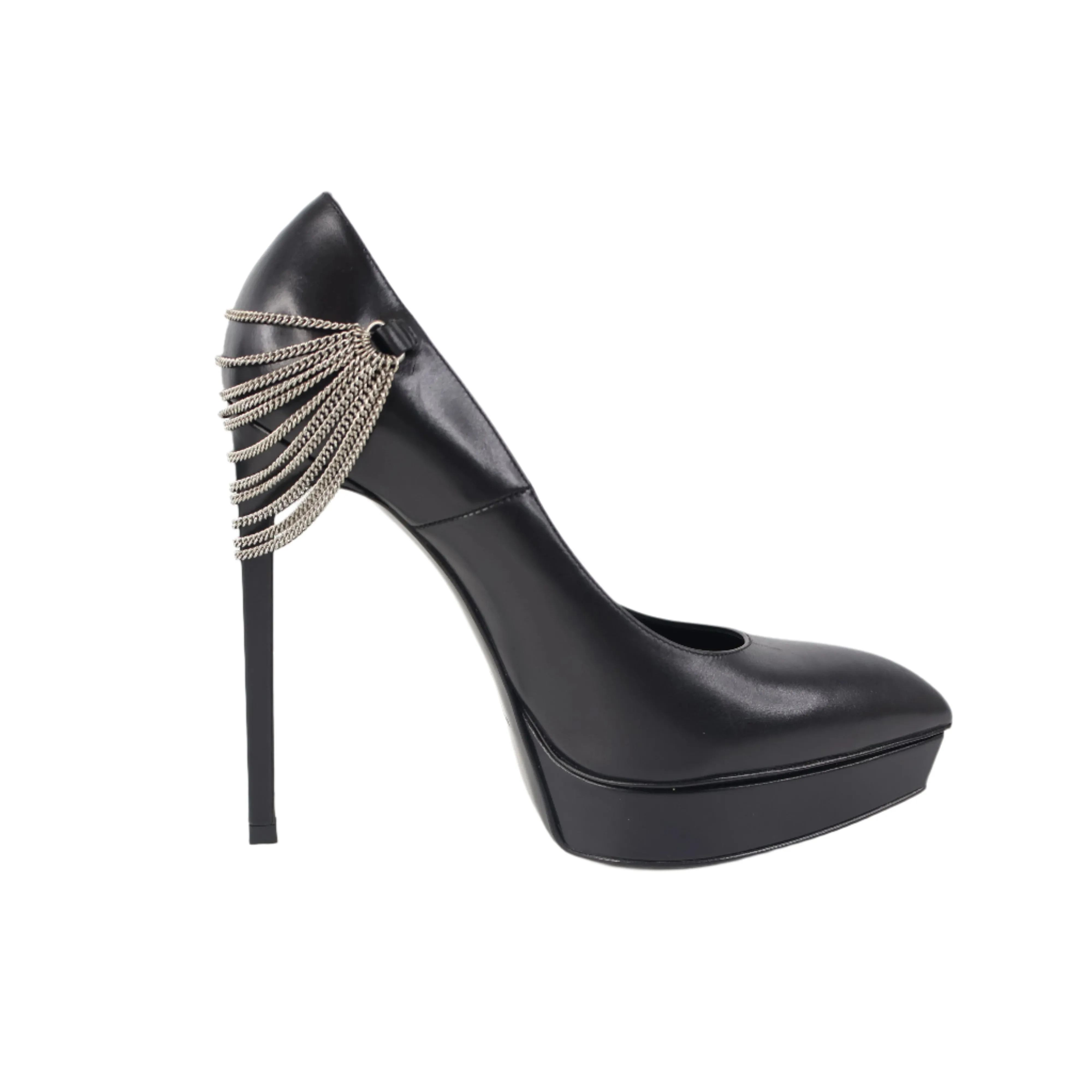 Saint Laurent Pumps Black With Silver Chain 37
