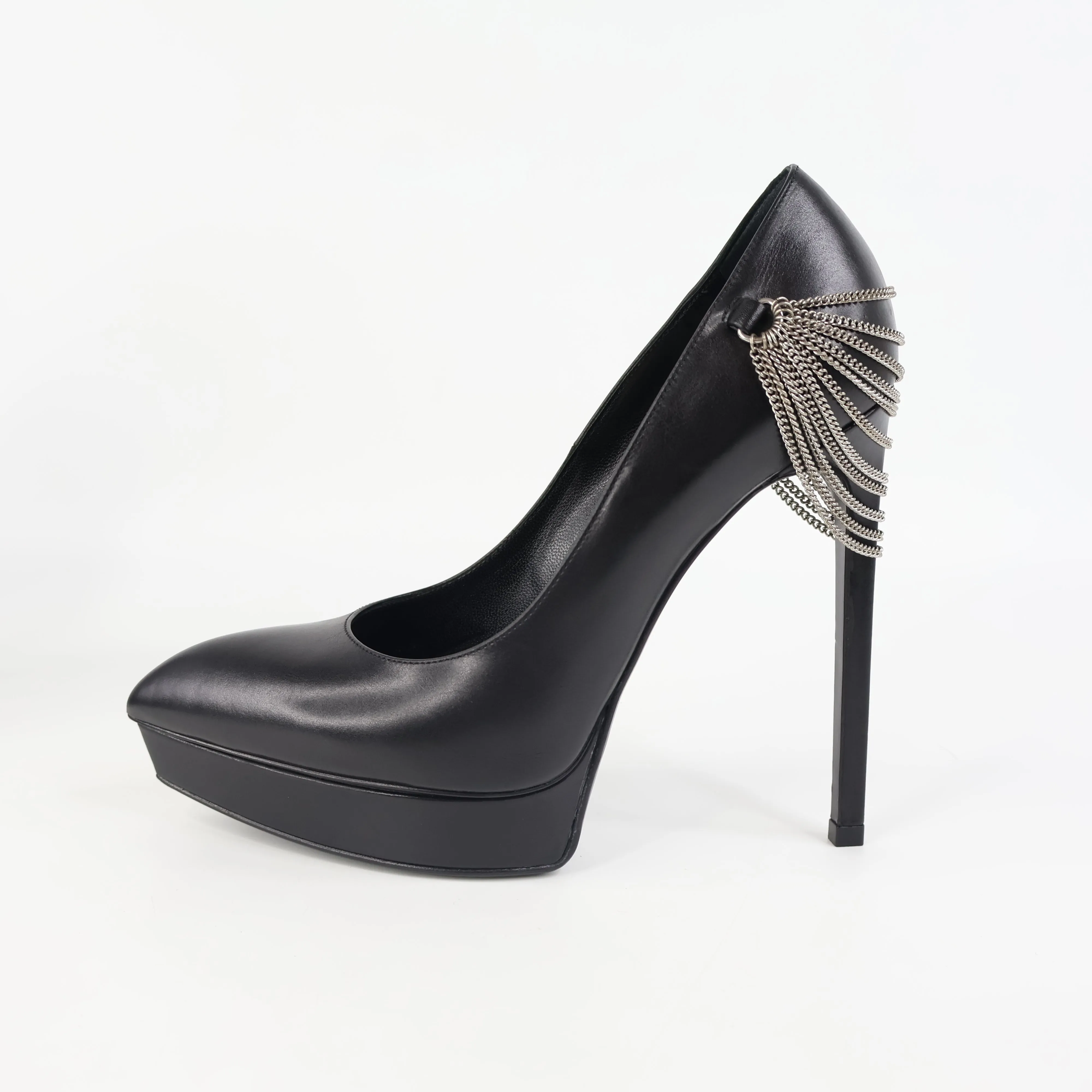 Saint Laurent Pumps Black With Silver Chain 37