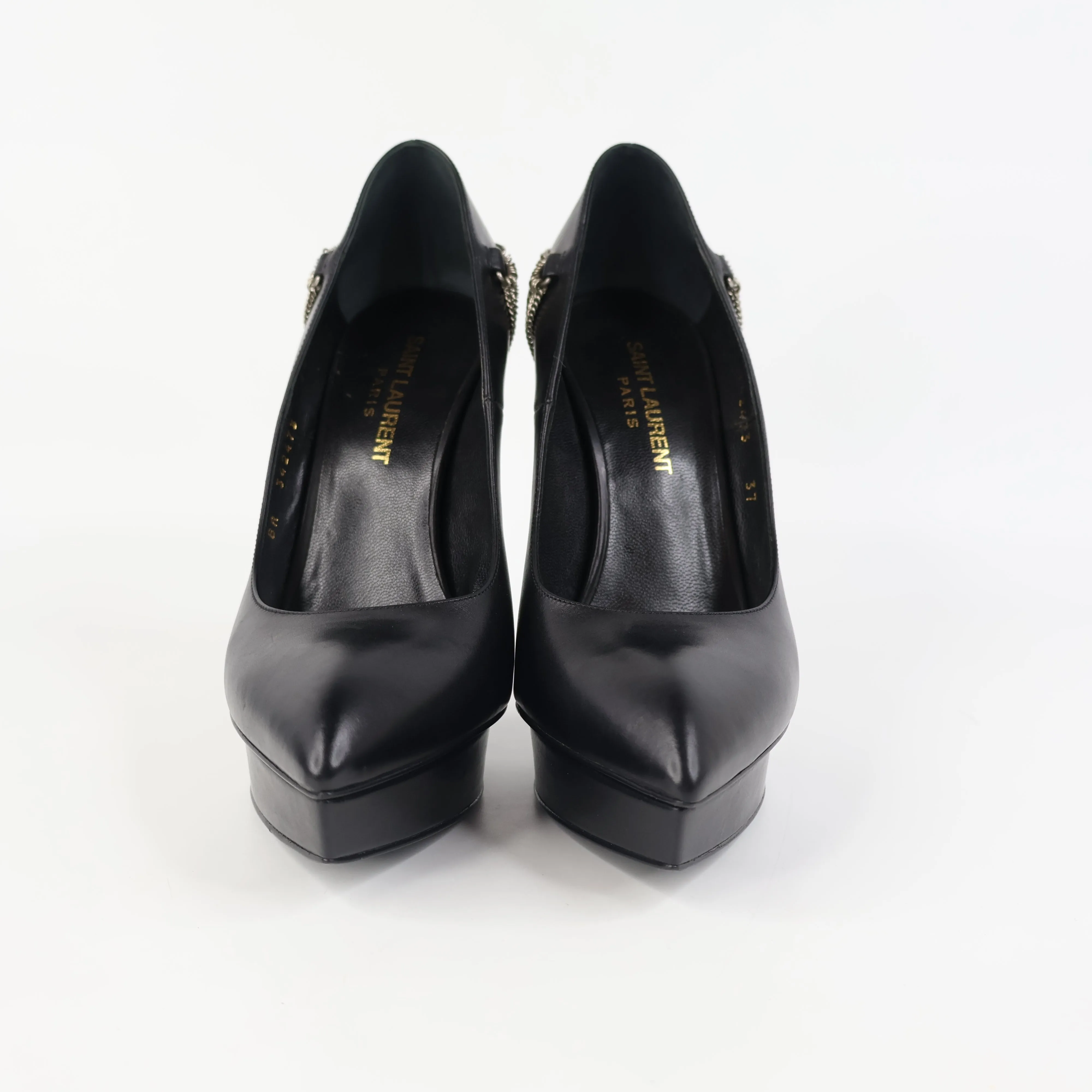 Saint Laurent Pumps Black With Silver Chain 37