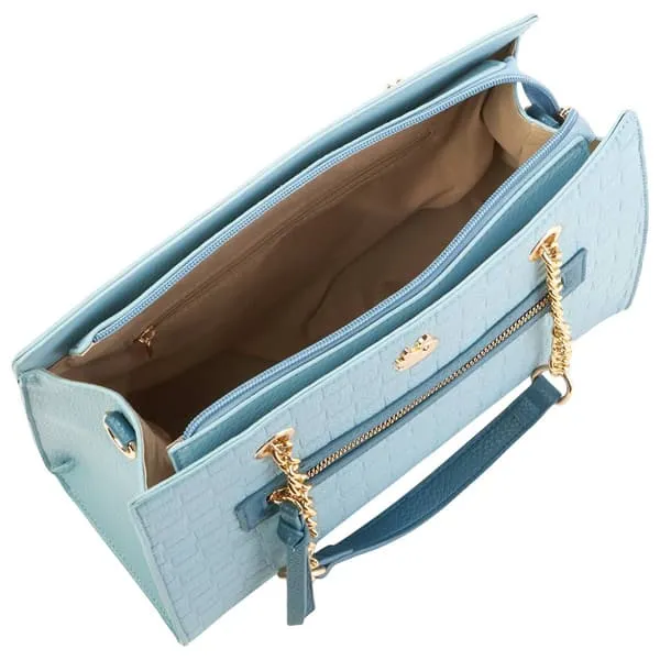 Satchel Bag with Top Zipper Denim