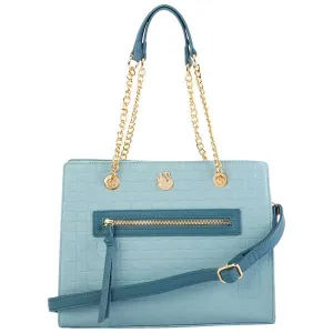 Satchel Bag with Top Zipper Denim