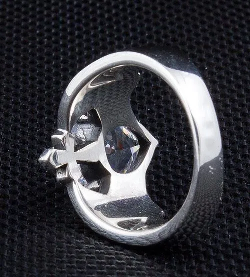 Silver Diamond Heart Bat Wings Ring