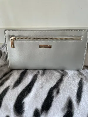Silver Double Zip Clutch Bag
