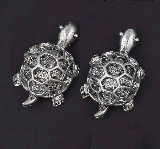 Silvery Shell Tortoise Stud Earrings