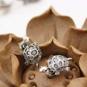 Silvery Shell Tortoise Stud Earrings