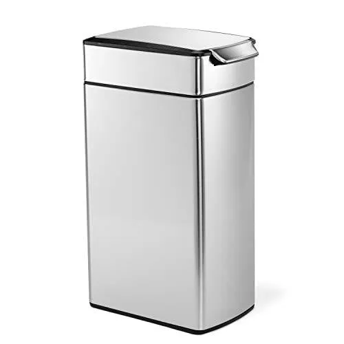 simplehuman 40 Liter / 10.6 Gallon Slim Touch-Bar Kitchen Trash Can, Brushed Stainless Steel