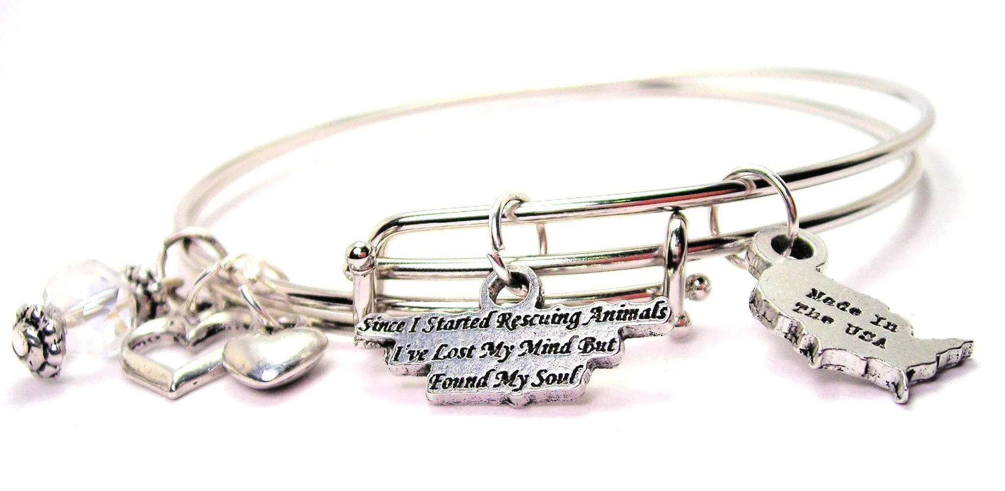 Since I Started Rescuing Animals Ive Lost My Mind But Found My Soul Expandable Bangle Bracelet Set
