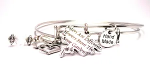 Sisters Are Different Flowers From The Same Garden Expandable Bangle Bracelet Set