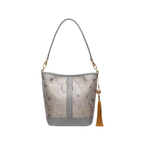 Song Brocade Chinese Bucket Shoulder Bag with Charming Tassel