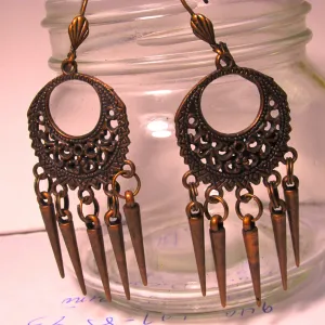 Spike Copper Chandelier Earrings