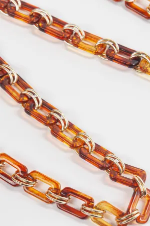 Square Link Acrylic Bag Strap Brown