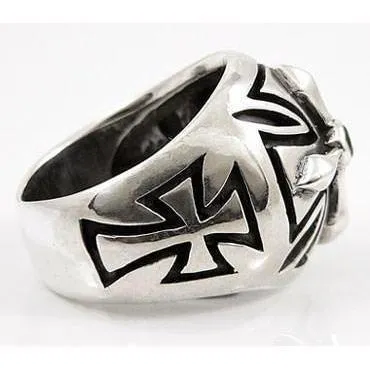 Sterling Silver Biker Cross Ring