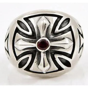 Sterling Silver Biker Cross Ring