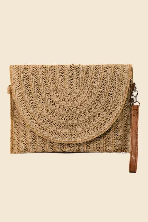 Straw Envelope Clutch Crossbody Bag