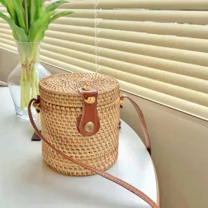 Summer Bucket Crossbody Rattan Bag-Showtown