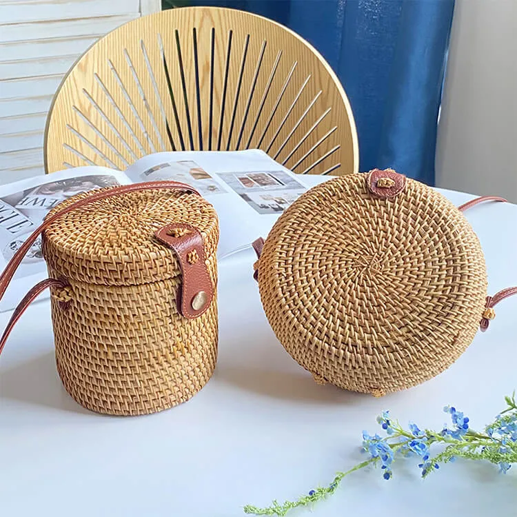 Summer Bucket Crossbody Rattan Bag-Showtown